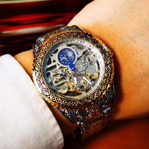 Alloy Automatic Watch For Men Mechanical Skeleton 30m Waterproof
