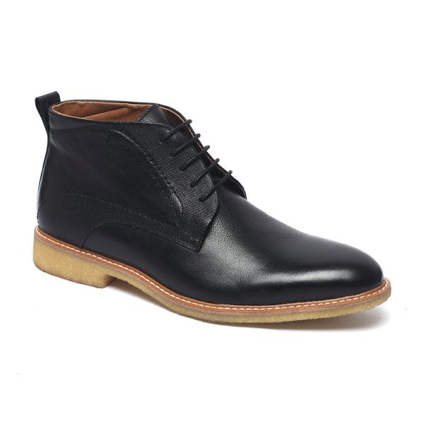 Buy Black Lace Up Fashionable Mens Genuine Leather Boot at wholesale prices