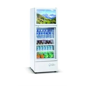 298L vertical double door double temperature display beverage cooler/beverage