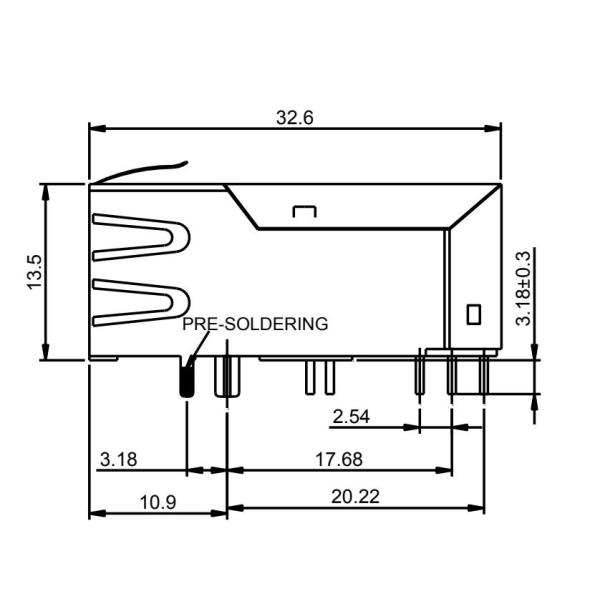 56F-1803DGDZ2NL 1A Single Port 2.5G BASE-T POE+ RJ45 Magnetic Connector