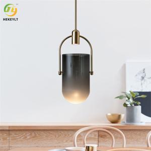 GU10 1-Light Iron Plating And Glass Smoke Gray Pendant For Bedroom