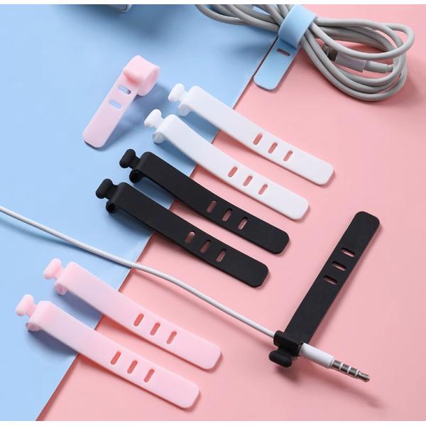 Colorful Silicone Strap Cable Holder Organizer for Moulding Food Grade USB Cables