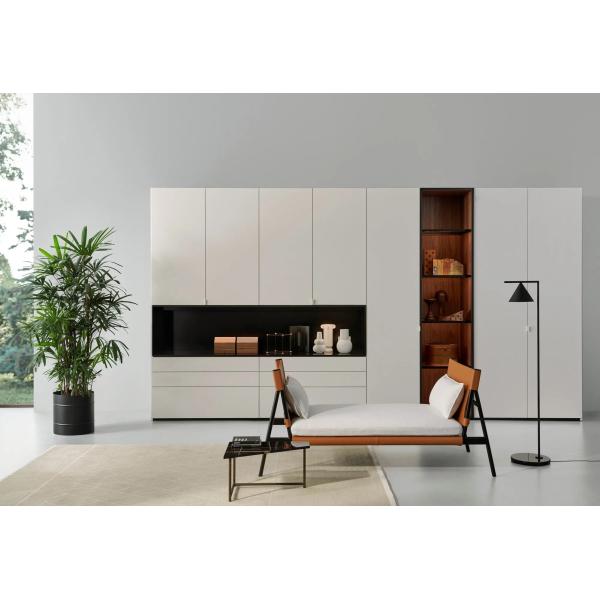 Buy Bespoke White Lacquer Wardrobe with Display Shelves Custom Bedroom Closet at wholesale prices