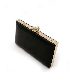 Elegant Pearl Clasp Rectangle Shape Box Clutch Frame Woman Cluthes