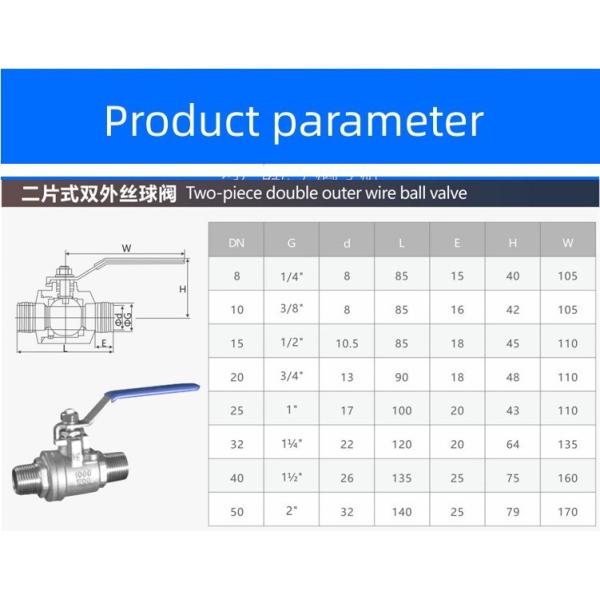 Factory Direct 304 Stainless Steel Manual 2PC Ball Valve with Male/Male Thread Connection