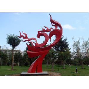 China Large Painted Red Metal Flame Sculpture , Abstract Metal Garden Sculptures on sale