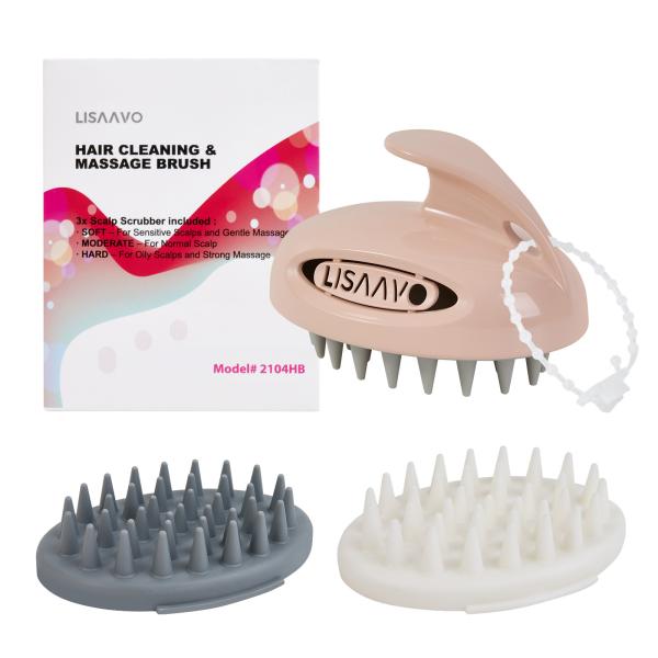 Buy 3 Interchangeable Scrubber Scalp Massager Pink Hair Washing Scalp Brush at wholesale prices