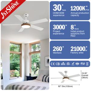 LED Smart Ceiling Fan Light White Finish 5 MDF Blade High Speed
