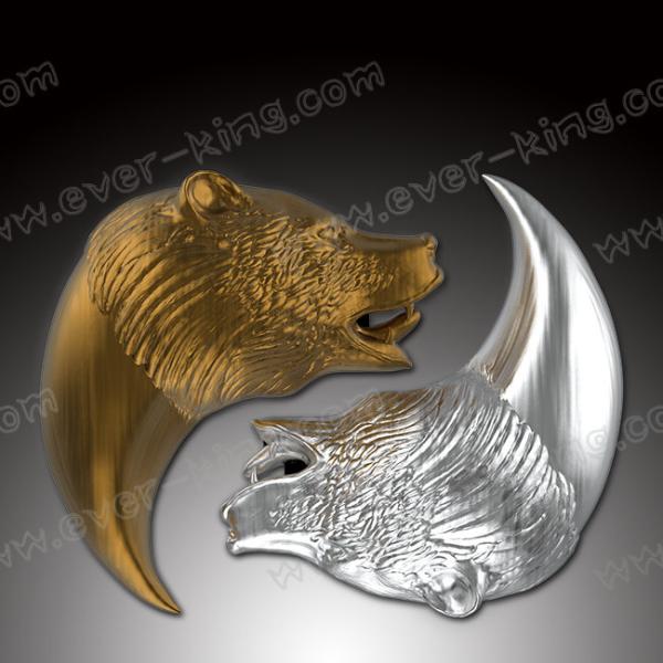 Buy Silver Golden Collections Bear Head Zinc Alloy Medal Label at wholesale prices