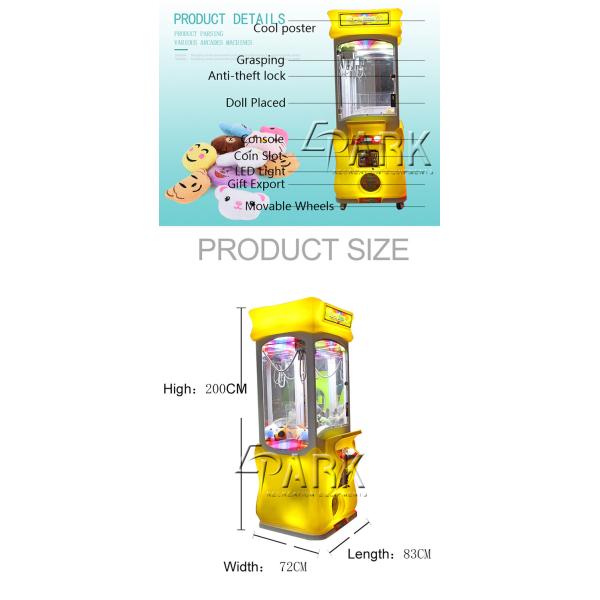 Amusement Park Gift Game Machine / Hardware Material Claw Crane Machine