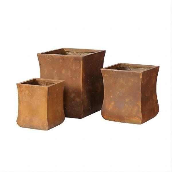 Buy Custom Hand Carved Archaic Style GRC Planter Pots For Garden Courtyard Decor at wholesale prices