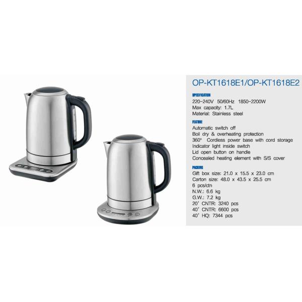 Electric Kettle with Automatic Shut-Off and Boil-Dry Protection