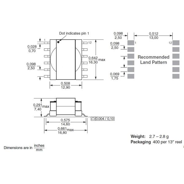 0.83 to 0.83 A push-pull Transformer HP2-1600L_ / HPH2-1600L_