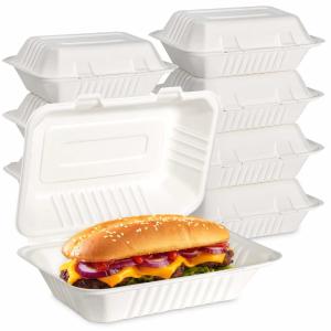 Customized takeaway burger box biodegradable sugarcane bagasse container clam