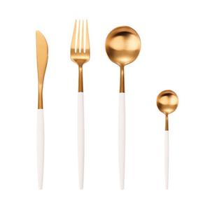SGS 4 Piece Kitchen Flatware Sets 18/8 Stainless Steel Gold Plated Spoon And
