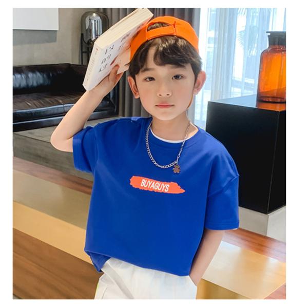 New Children's Summer T-shirt pure cotton sports breathable cool short sleeved top is suitable for boys aged 4-15