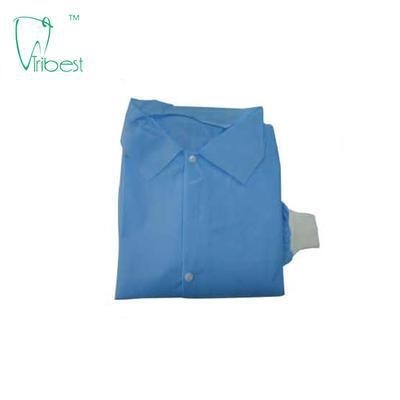 Buy Blue Knitted Cuff Disposable Non Woven Isolation Gown at wholesale prices
