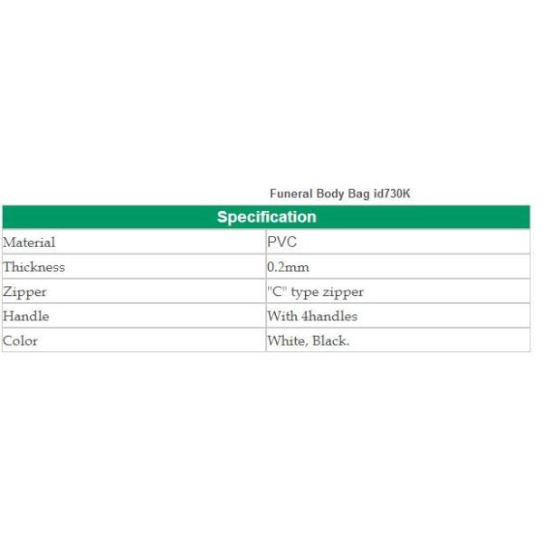 Medium duty funeral body bag MD01 for hospital , white or black