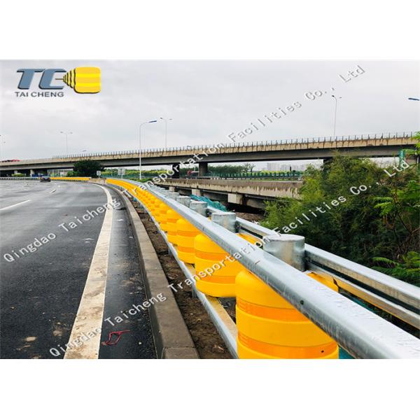 Buy Galvanized Rail Safety Roller Barrier System Pu Rollers Yellow Rustproof at wholesale prices