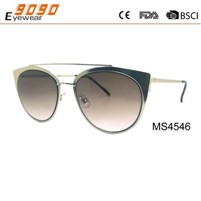 Buy Cat Eye Mirrored Flat Lenses Street Fashion Metal Frame ,UV 400 protection lens at wholesale prices