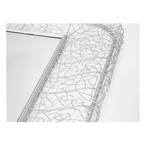 Wall Mirror Silver Square Carved Metal Frame Square Mirrored Wall Decoration