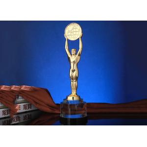 Engraved Custom Metal Trophies Man Figure Holding World Map By 3D Printing