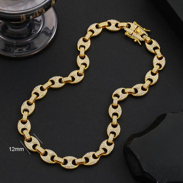 Fashion Hip Hop Coffee Bean Link Necklace Hiphop Cuban Chain Necklace For Women