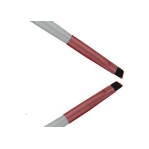 Brown Nylon Hair Eye Makeup Brushes Red Metal Ferrule Silver Wood Handle