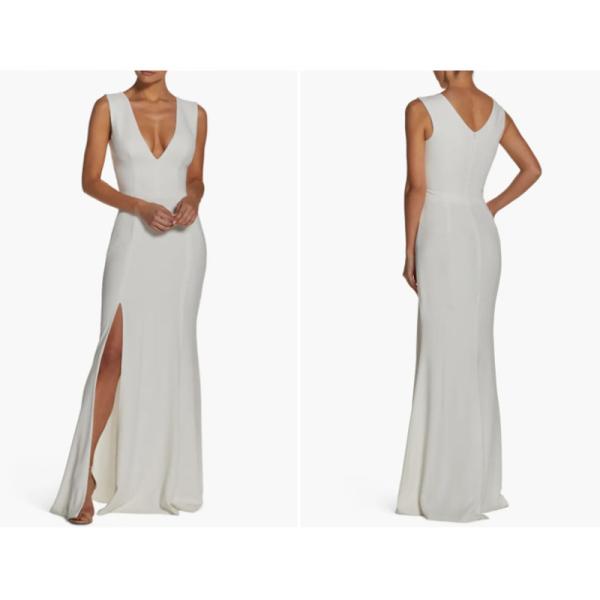 Perfect Manufacturer Deep V-neck Sleeveless Full-length Trumpet Gown Evening Dress Front Split Slit Plus Size
