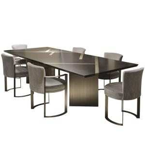 2000mm 29.9" Contemporary Luxury Dining Table , Stainless Steel Mid Century