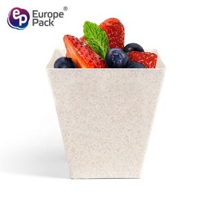 Best Selling ice cream square mousse plastic dessert cup biodegradable wheat