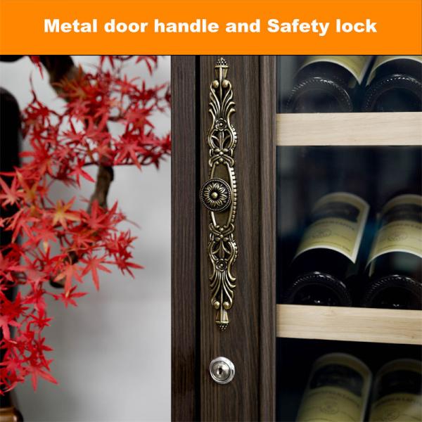 Brown Wood Frame Bar Drinks Cabinet Kitchen Wine Cooler With Locker