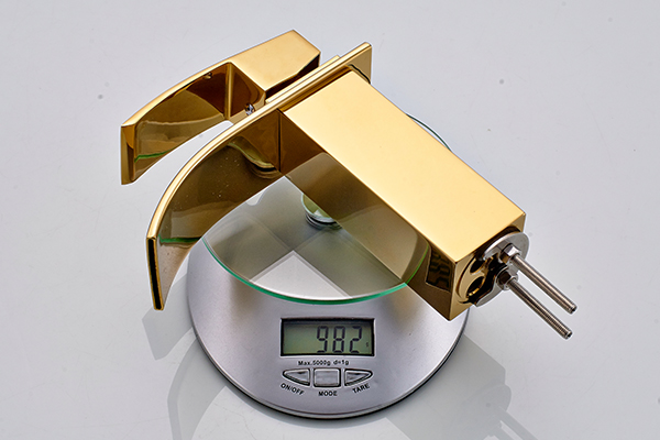 Golden Waterfall Spout Bathroom Sink Faucet ROVATE Single Handle Classic Style