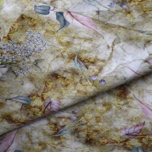 Floral Polyester Printing Fabric Digital Custom Hemp Linen Rayon Fabric