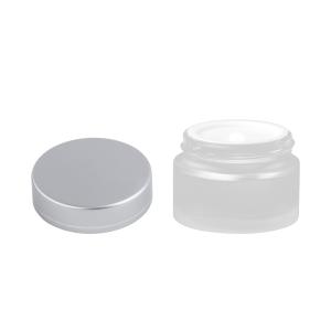 Round 20g Cosmetic Cream Jar Transparent Frosted Glass Cream Jar With Silver