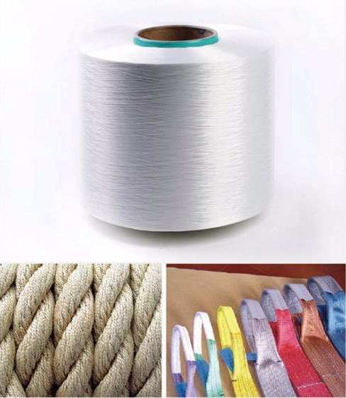 White / Dope Dyed Color High Tenacity Polyester Yarn For Industrial Use , 1000D