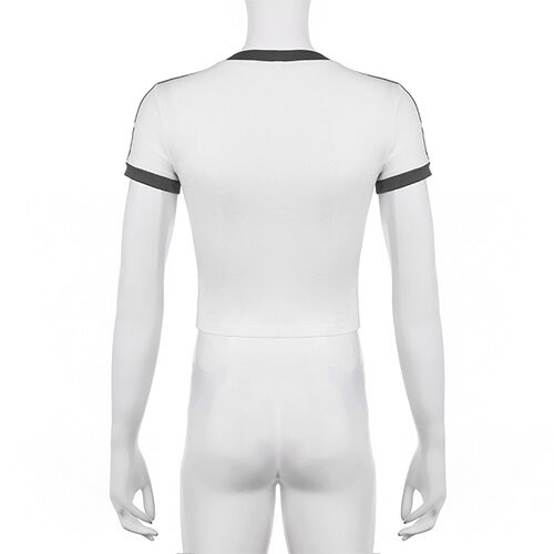 OEM American Street Hot Girl Top Summer Black White Contrasting Digital Printing Round Neck Sh