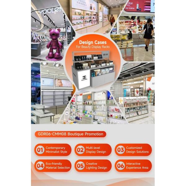 GDR06-CMM08 Makeup Display Stand with 60mm Soft Film Light Box and LED Strips for High-End Cosmetics Store