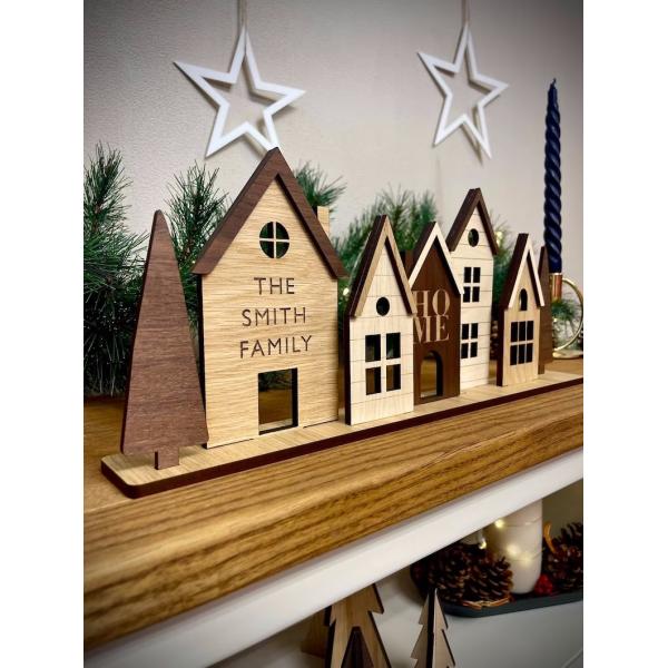 Personalised Houses Wooden Decor Set Modern Style Home