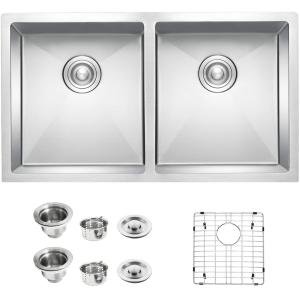 32'' 18 Gauge Undermount Stainless Steel Kitchen Sink Double Bowl