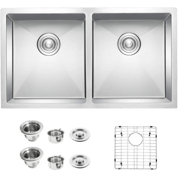 32'' 18 Gauge Undermount Stainless Steel Kitchen Sink Double Bowl