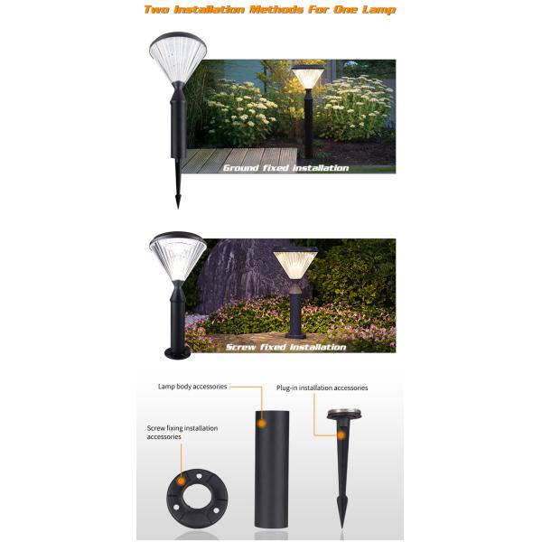 Aluminum Waterproof 3.2V Solar Wall Garden Light 50000H Post Pillar Pathway Decoration