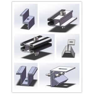 Thin Film Frameless Solar Panel Clamps Semi Flexible Mounting Brackets Anodized