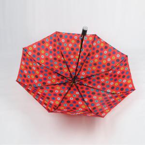 Plastic Handle Ladies Three Fold Umbrella Custom Colors 190T Polyester Fabric