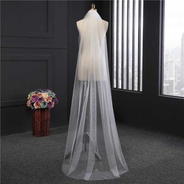 Elegant Customized Wholesale 2m*1.5m Tulle Bridal Wedding White Veil With Hair Comb