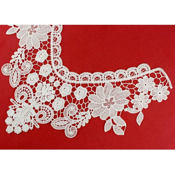 White Embroidery Guipure Lace Collar Applique With DTM Poly Milk Silk Azo Free