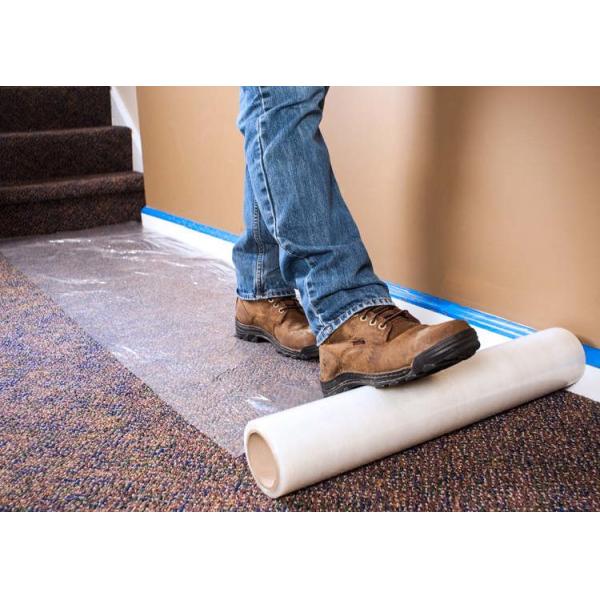 Buy 24 Inch 50micron Transparent Logo Printing Glue Outside Carpet Cover at wholesale prices