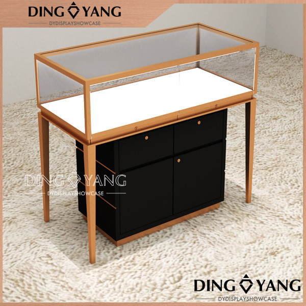 Custom Made Rectangle Gold Upscale Jewelry Showcase