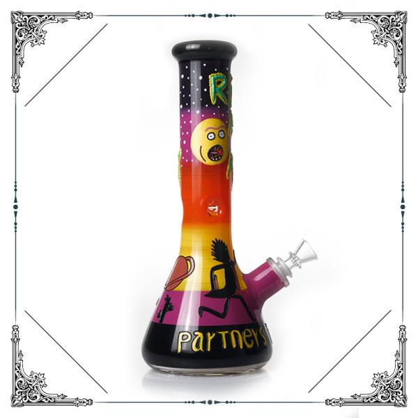 Rick And Morty Bong 7MM Thick Glass Beaker Bongs Smoking Hookah Glass Water Pipes