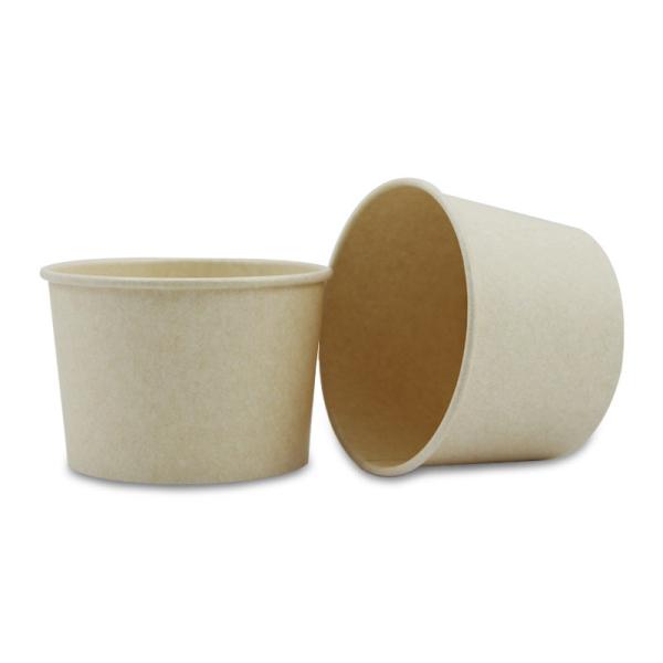 Disposable biodegradable 270ml sugarcane pulp PLA bagasse paper soup bowl